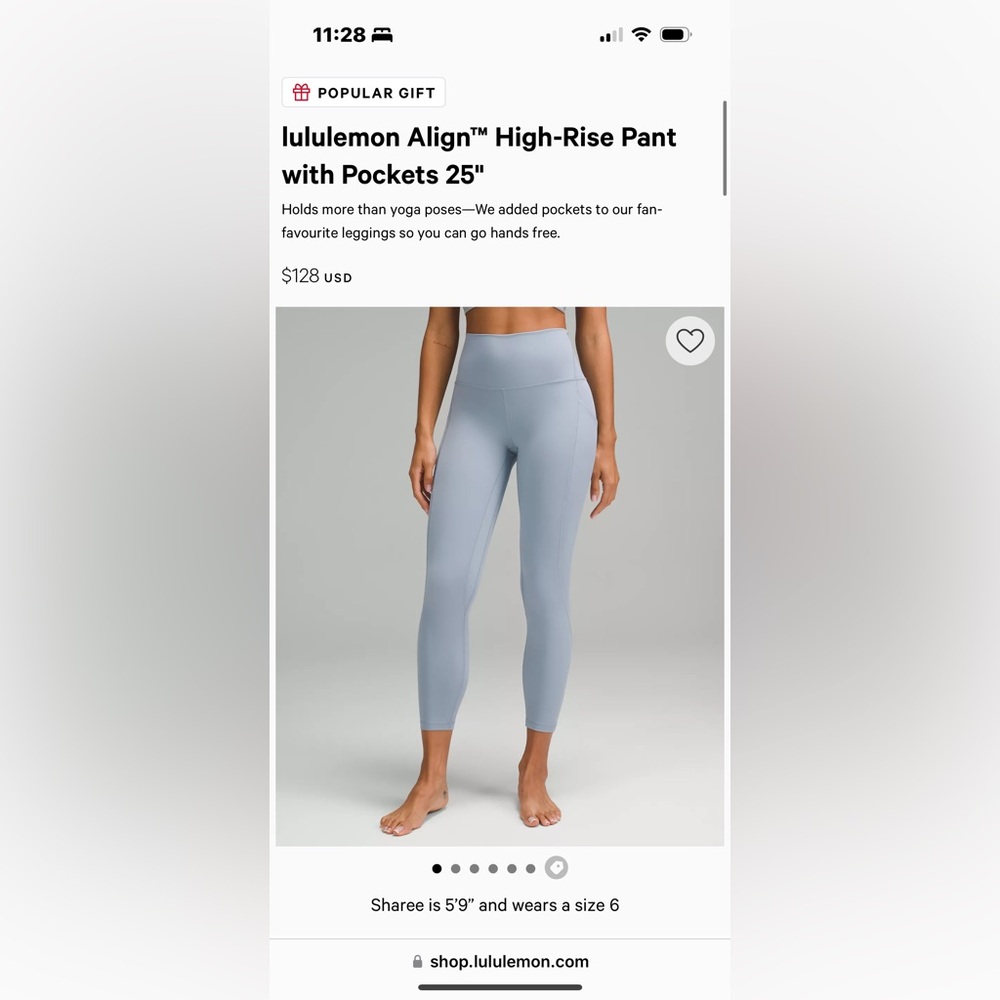 Summary - Lululemon Align leggings in concrete blue, size 4.